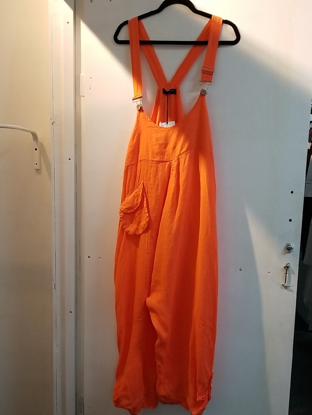 Orange Women's Wide-Leg Jumpsuit with Adjustable Straps